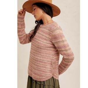 🌟 “The Nancy" Pink Button Side Sweater